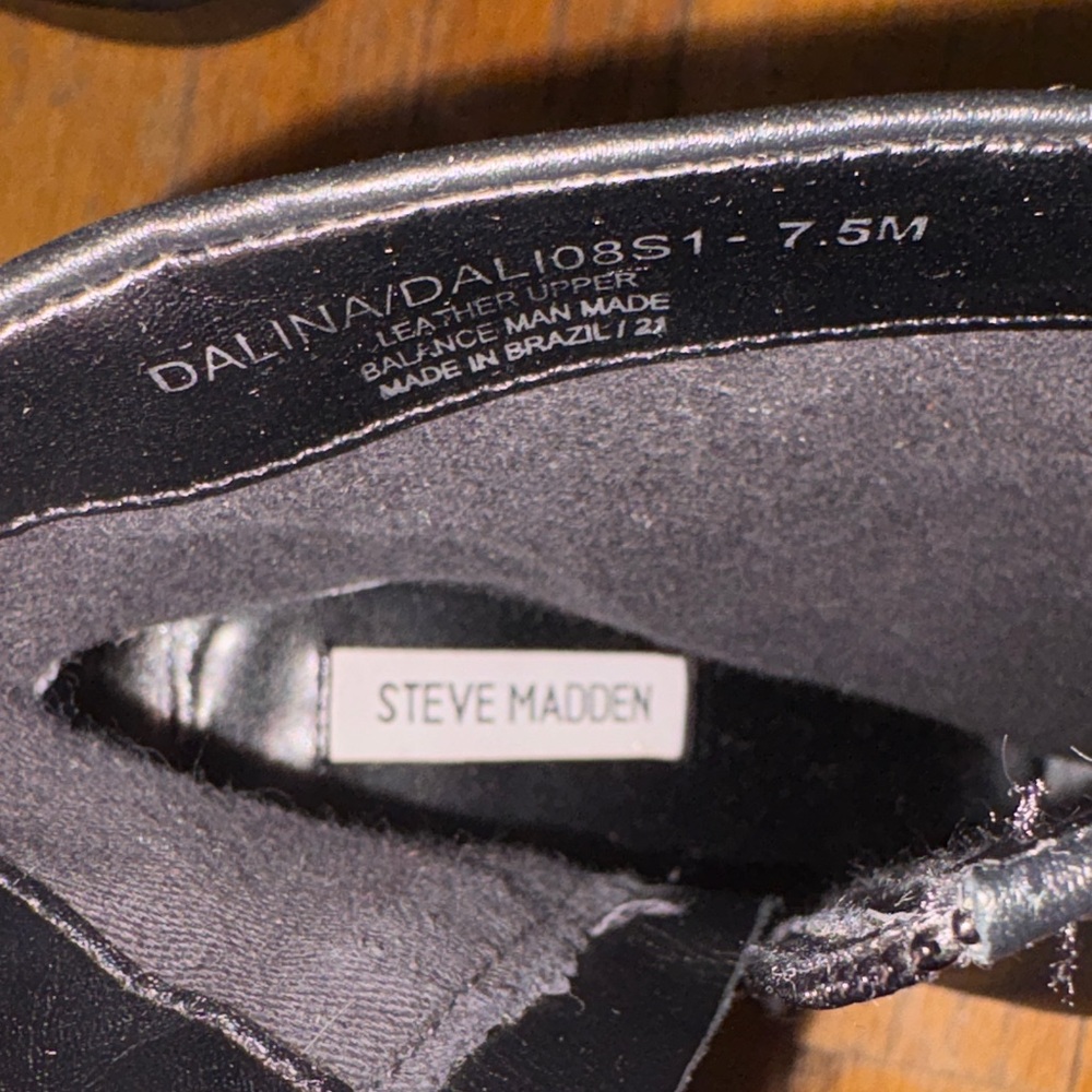 Steve Madden Black Leather Ankle Boot heels - Picture 9 of 13